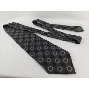 Giorgio Armani Cravatte Vintage Gray Geometric Pattern 100% Silk Tie